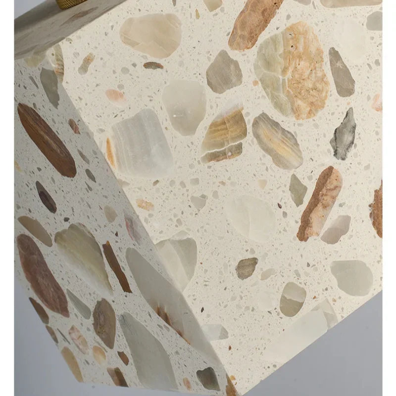 Terrazzo Stone LED Pendant Lamp: Modern Nordic Aluminum Lighting for Home Decor