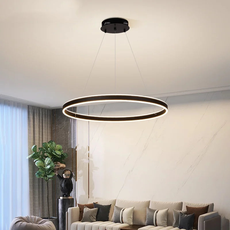 Circle Minimalist LED Pendant Light - Modern Indoor Hanging Lamp