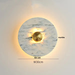 Nordic LED Wall Sconce Black Iron Round Marble Light Fixture