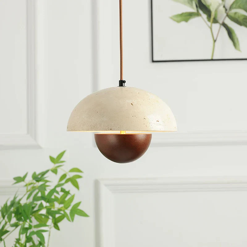 Wabi Sabi Cement LED Pendant Lamps: Minimalist Nordic Hanging Light for Bedroom, Living, Dining Room