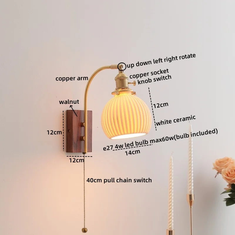 Amber Glass LED Wall Lamp for Modern Nordic Home Decor