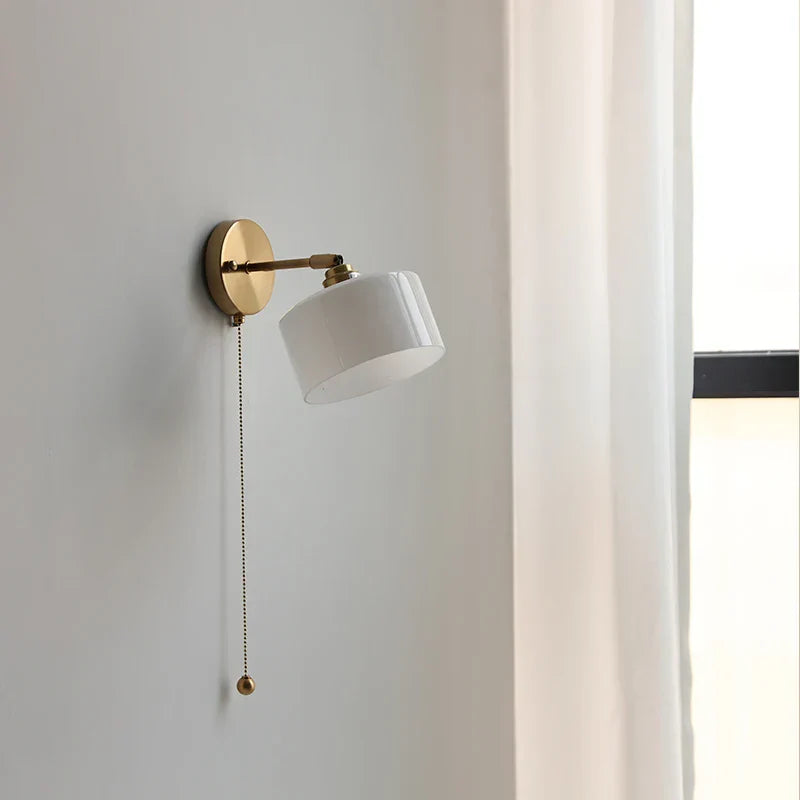Modern White Glass Wall Sconce LED Lamp Rotates Up Down for Bathroom Stair Mirror