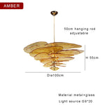 Amber Glass Ceiling Chandelier for Elegant Living Room Decor.