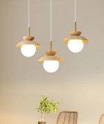 Wood Iron LED Hanging Light Bar Modern Pendant Lamp for Bedroom Dining Living Room