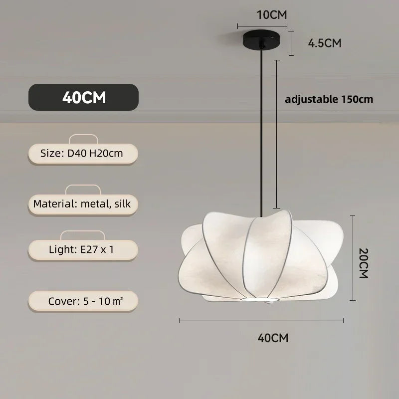 Silk Pendant Light | Elegant LED Chandelier for Dining Room and Bedroom