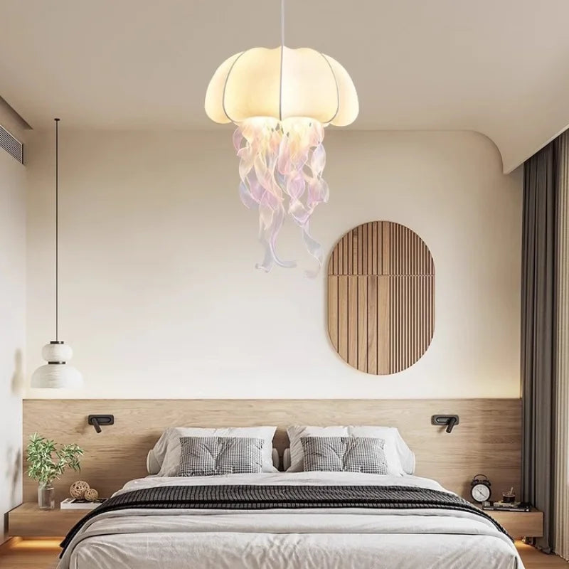 Jellyfish Silk Chandelier: Romantic Pendant Light for Living Room Bedroom Dining Room