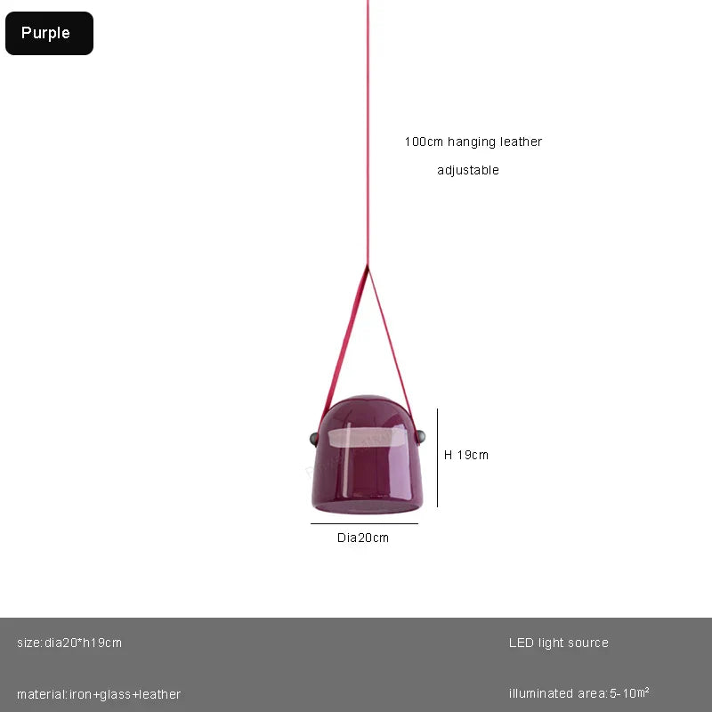 Glass Pendant Chandelier: Modern Leather Belt Luxury LED Lighting for Home Decor