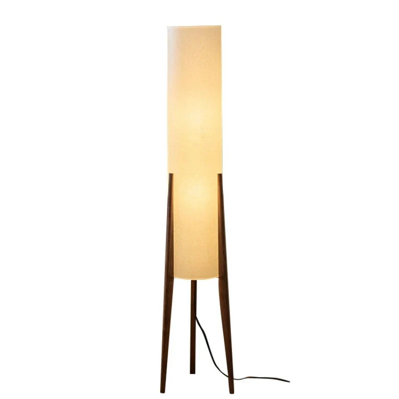 Solid Wood Floor Lamp with Fabric Shade