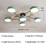 Modern LED Ceiling Lamp - Wood Round Ceiling Lights Macaron Chandelier