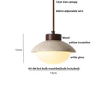 LED Pendant Light: Japanese Style, Yellow Travertine Wood, Adjustable Hanging Lamp