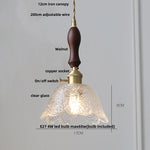 White Globe Glass LED Pendant Light Fixture with Walnut Wood, Adjustable, Nordic Modern Style
