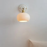 Afralia™ Nordic Ceramic LED Wall Sconce Copper Bedside Lamp for Living Room Bedroom Mirror