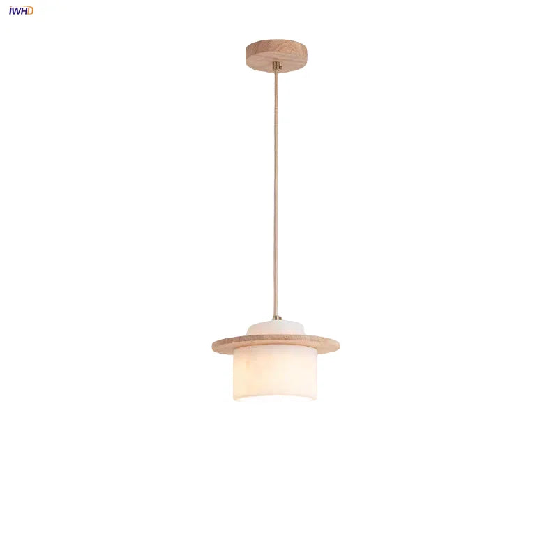 Afralia™ White Marble LED Pendant Lamp Natural Wood Nordic Modern Hanging Light