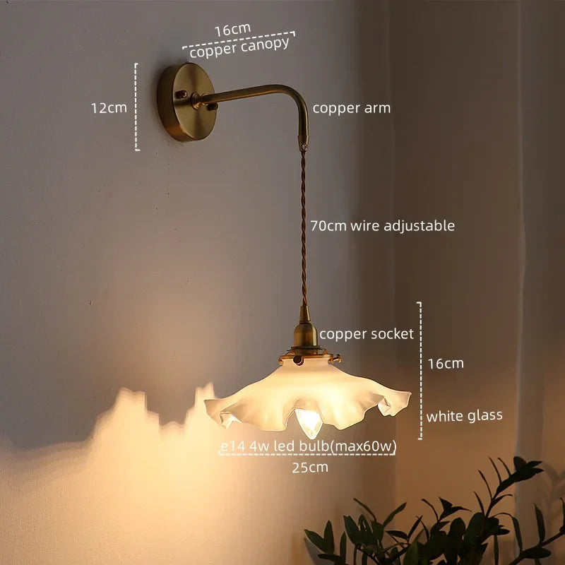 LED Copper Wall Light: Modern Nordic Interior Lamp for Bedroom, Bathroom, and Balcony