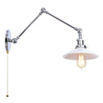 White Glass Swing Arm LED Wall Sconce for Industrial Loft, Coffee, Hallway