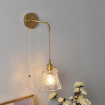Glass Clear LED Wall Light Fixture, Modern Copper Wall Lamp