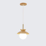 Wood Iron LED Hanging Light Bar Modern Pendant Lamp for Bedroom Dining Living Room