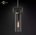 LED Glass Cylinder Pendant Lights - Modern Kitchen Island Chandeliers