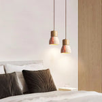 LED Hanging Lamps Yellow Travertine Pendant Lighting for Bedroom Living Dining Room