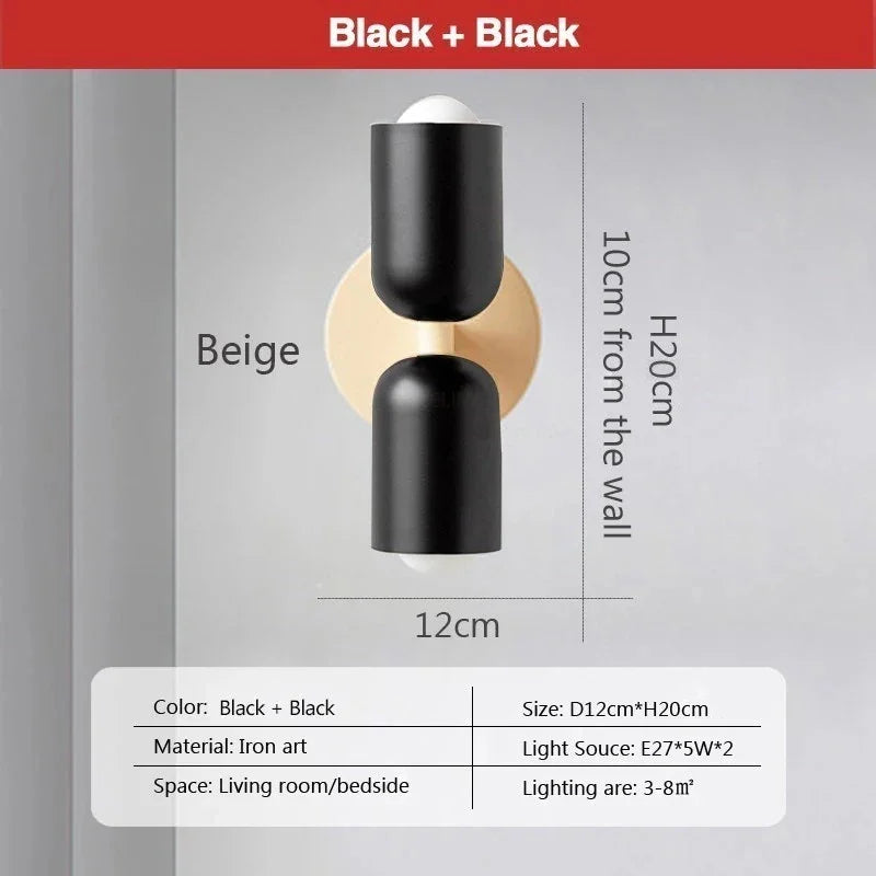 Cream Double Head LED Wall Lamps for Living Room Bedroom Indoor Decoration