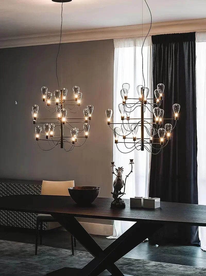 Contemporary Iron Glass Chandelier for Stylish Foyer Lighting