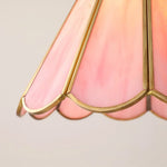 Pink Glass Flower Pendant Lamp - Adjustable LED Hanging Light for Home Decor