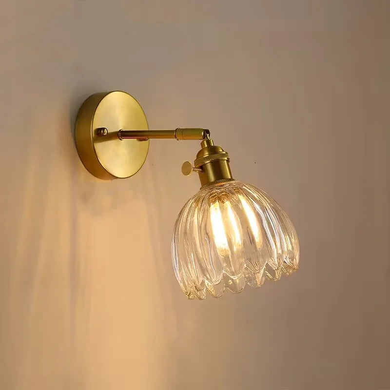 Clear Glass LED Wall Lights Up Down Rotate Copper Nordic Sconce Fixtures