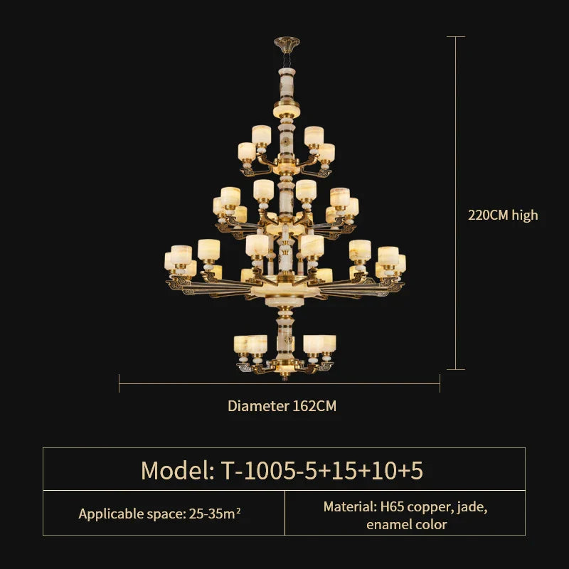 Luxury Zinc Alloy Jade Chandelier for Living Room, Villa, and Restaurant