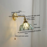 Copper Glass LED Wall Sconce Pull Chain Switch Modern Stair Light Fixtures