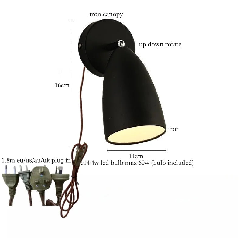 Afralia™ Swing Long Arm Iron Art LED Wall Light - Nordic Minimalism Bedroom Living Room Lampara Pared