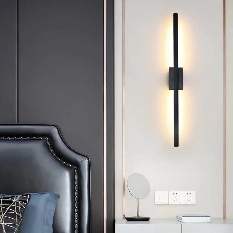Linear Tube LED Wall Lamp Up Down Light Black Gold Sconce