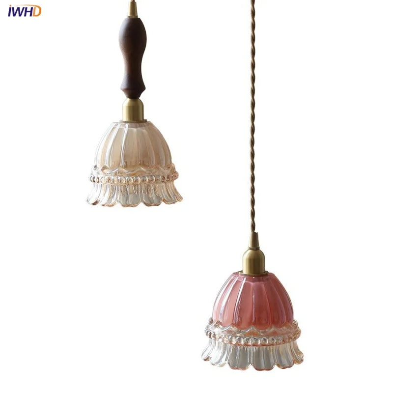Pink LED Wood Pendant Lamp 200cm Adjustable Wire Nordic Modern Hanglampen