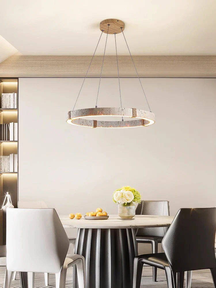 LED Stone Ring Chandelier - Trendy Design for Living & Dining Room