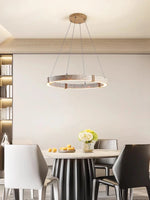 LED Stone Ring Chandelier - Trendy Design for Living & Dining Room