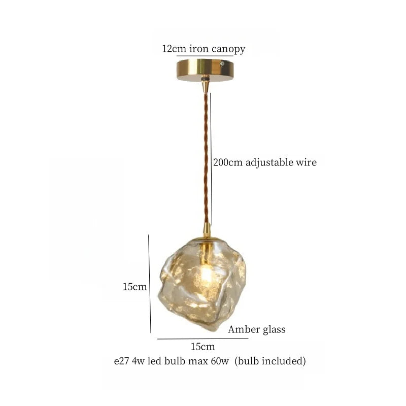 Small Glass LED Pendant Lights Japanese Vintage Hanging Lamp