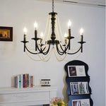 Retro Black Metal Candle Chandelier E14 LED Pendant Lights for Home Decor