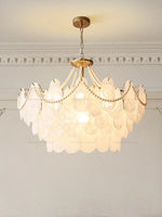 French Chandelier Garden Light with K9 Crystal | Elegant Pearl Shell Design