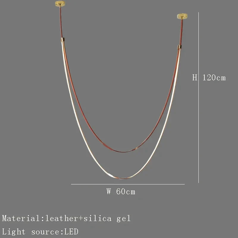 Designer Leather Chandelier Belt Pendant Light for Modern Spaces