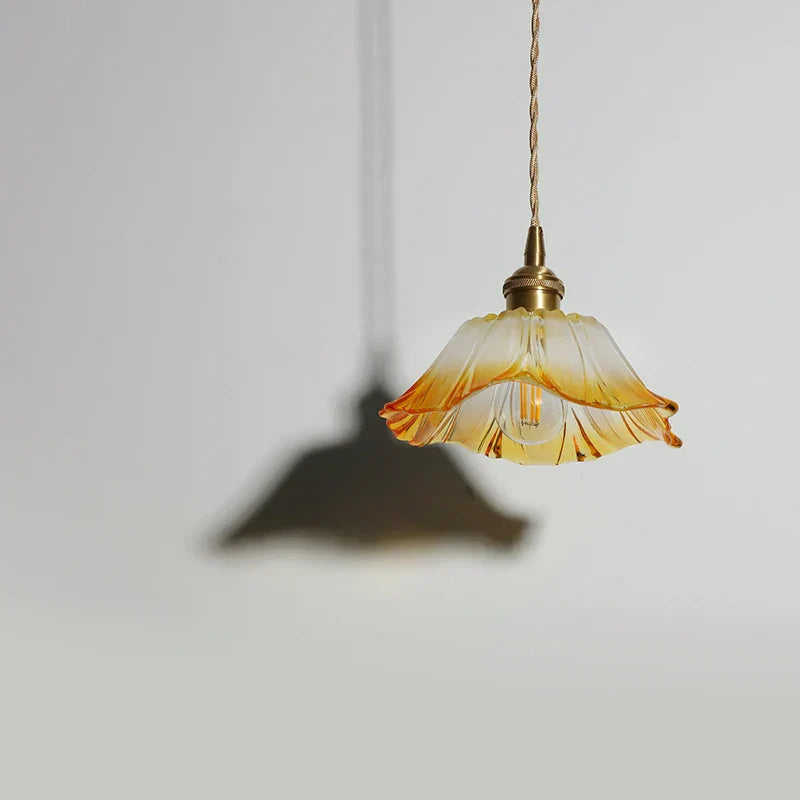 Yellow Glass LED Pendant Lights with Adjustable Hanging Lamp