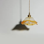 Yellow Glass LED Pendant Lights with Adjustable Hanging Lamp