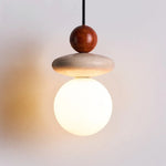 Afralia™ White Glass LED Pendant Light - Yellow Travertine Mid Century Hanging Lamps