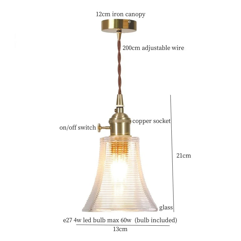 Clear Glass LED Copper Pendant Lighting for Minimalist Decor