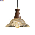 Nordic LED Glass Wood Pendant Light Chandelier for Kitchen Bedroom Dining Room
