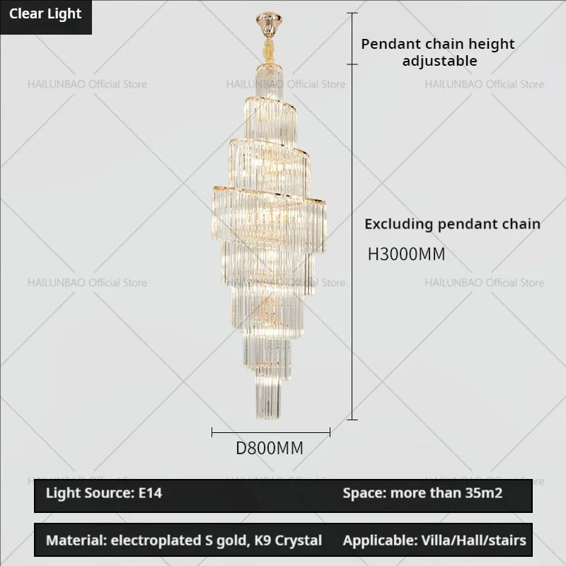 Crystal Chandelier for Penthouse Villa Living Room - Modern Light Luxury Design