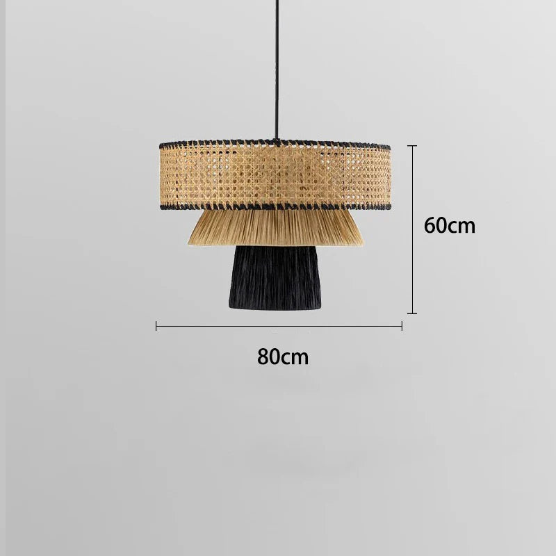 Nordic Rattan Pendant Lights: Retro Woven Chandeliers for Living Room & Restaurant