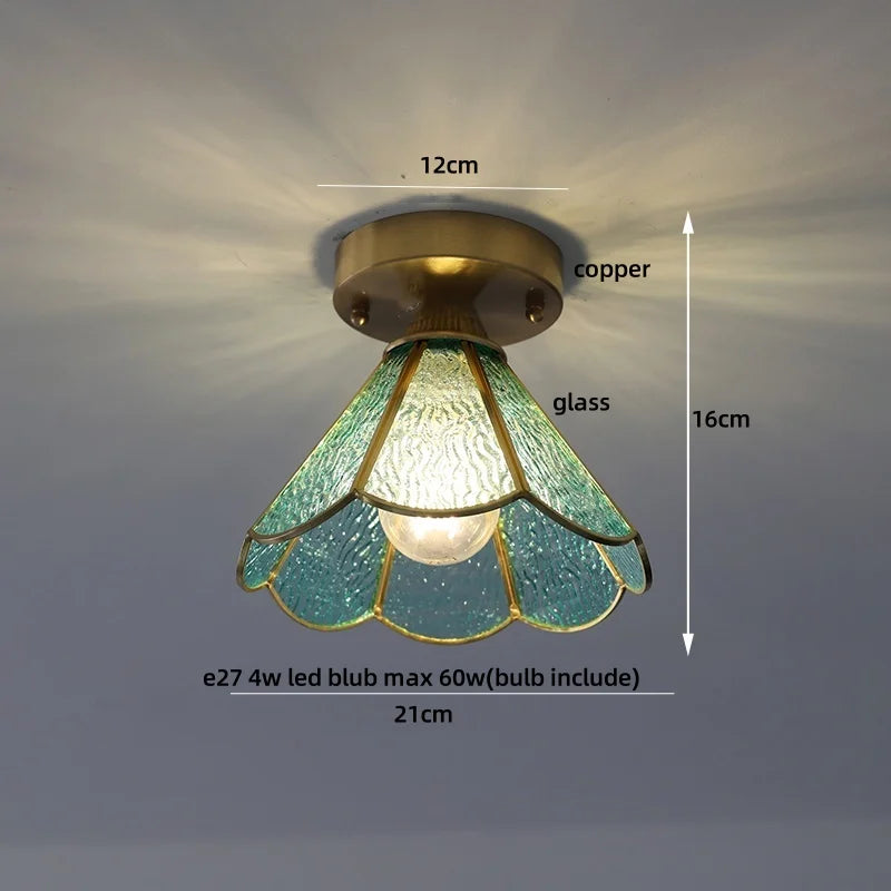 Tiffany Glass LED Ceiling Light - Modern Nordic Style Flush Mount Lamp