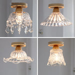 Crystal Wood LED Ceiling Lamp Clear Glass Modern Indoor Lighting