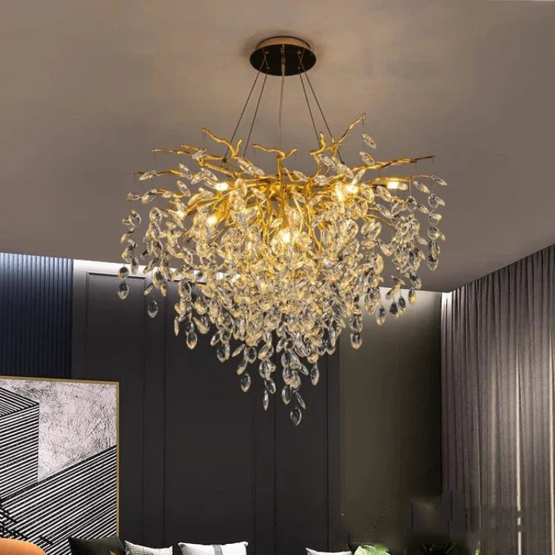 Afralia™ Crystal G9 Chandelier: Luxury Living Room Branch Pendant Lights, Modern LED Luminarias