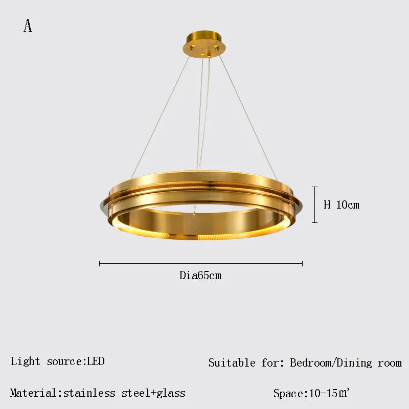 Gold Ring Chandelier: Modern Italian Design for Stylish Living Spaces