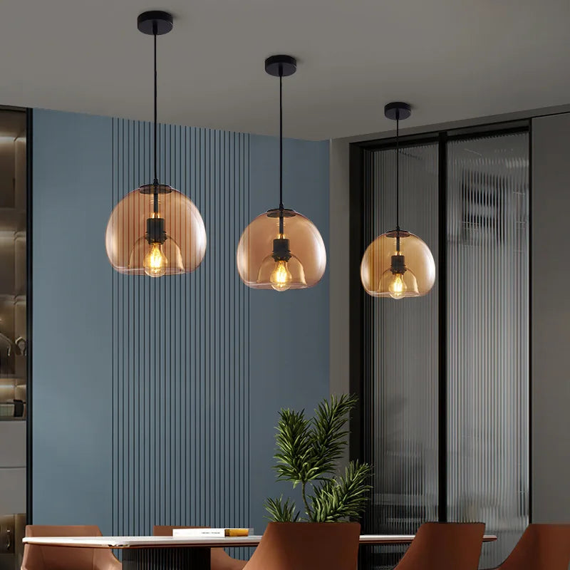 Glass Pendant Lights: Stylish LED Chandeliers for Dining Room, Kitchen, and Restaurant Tables
